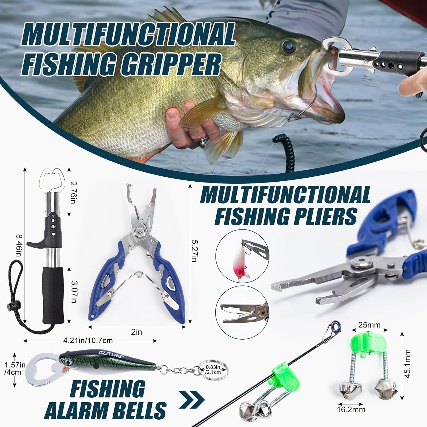 Goture Fishing Rod and Reel Combos-2PCS Telescopic Fishing Pole 2PCS Pre-Loaded Spinning Reels with Carrier Bag,Telescopic Rod Reel Lures Kit for Starter Travel Saltwater Freshwater,Gifts for Men