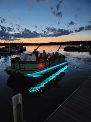 Green Blob Outdoors Pimp My Pontoon Blue Neon Style LED Boat Deck Lighting Kit with Bonus Red & Green Navigation Lights DIY Pontoon Under Deck Lighting kit for Pontoon Boats (Blue, 25)