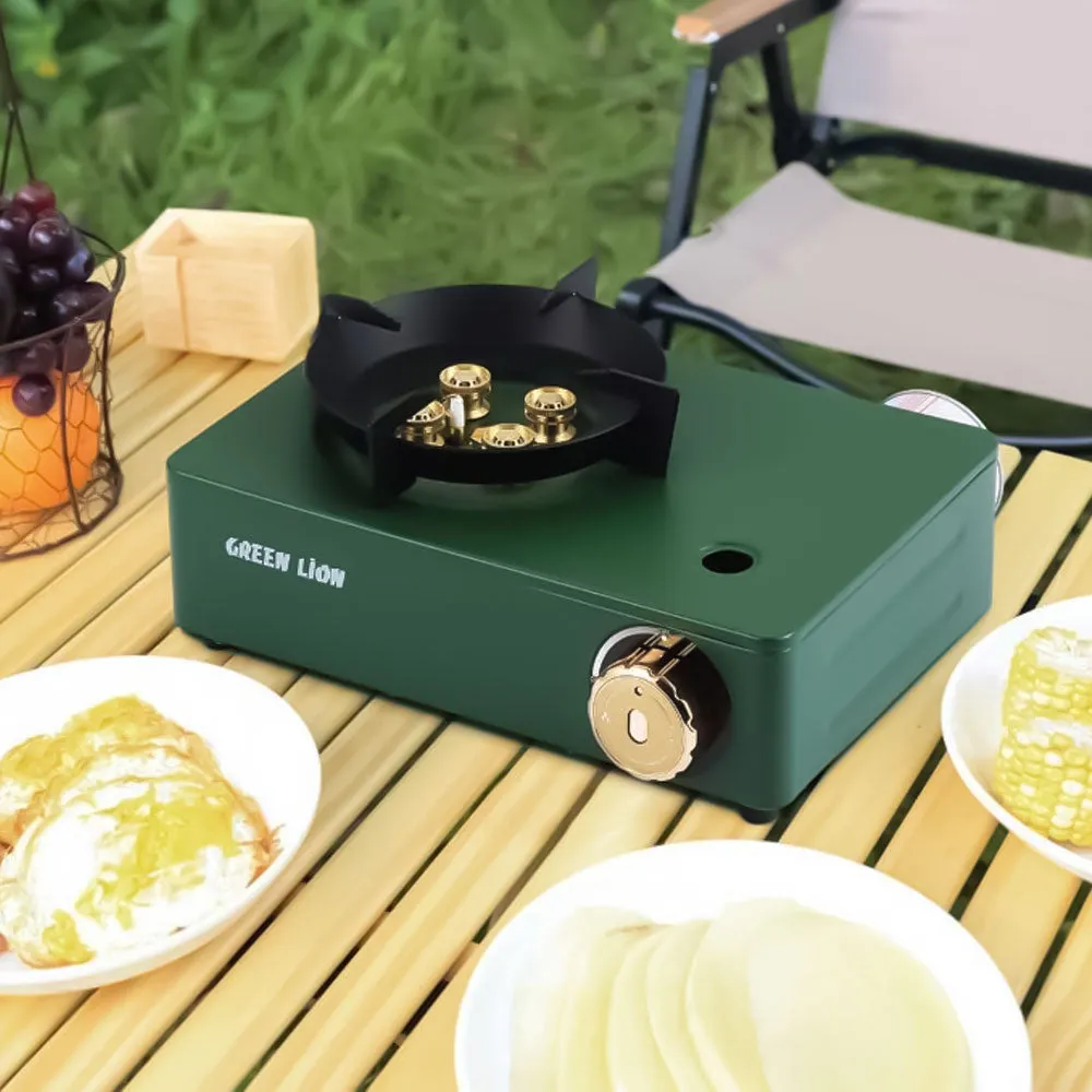 Green Lion Mini Cassette Stove Gas Cooker GN4BUCASTVEGN - Green