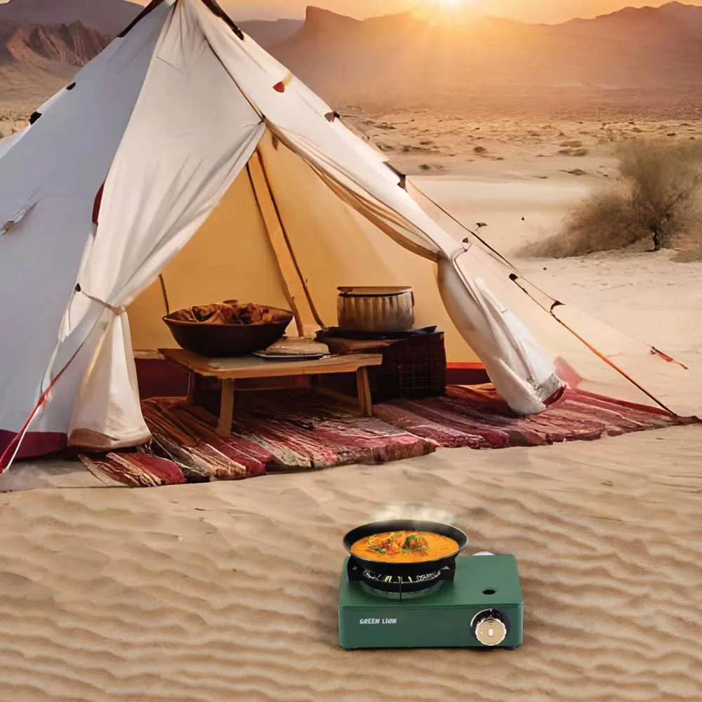 Green Lion Mini Cassette Stove Gas Cooker GN4BUCASTVEGN - Green