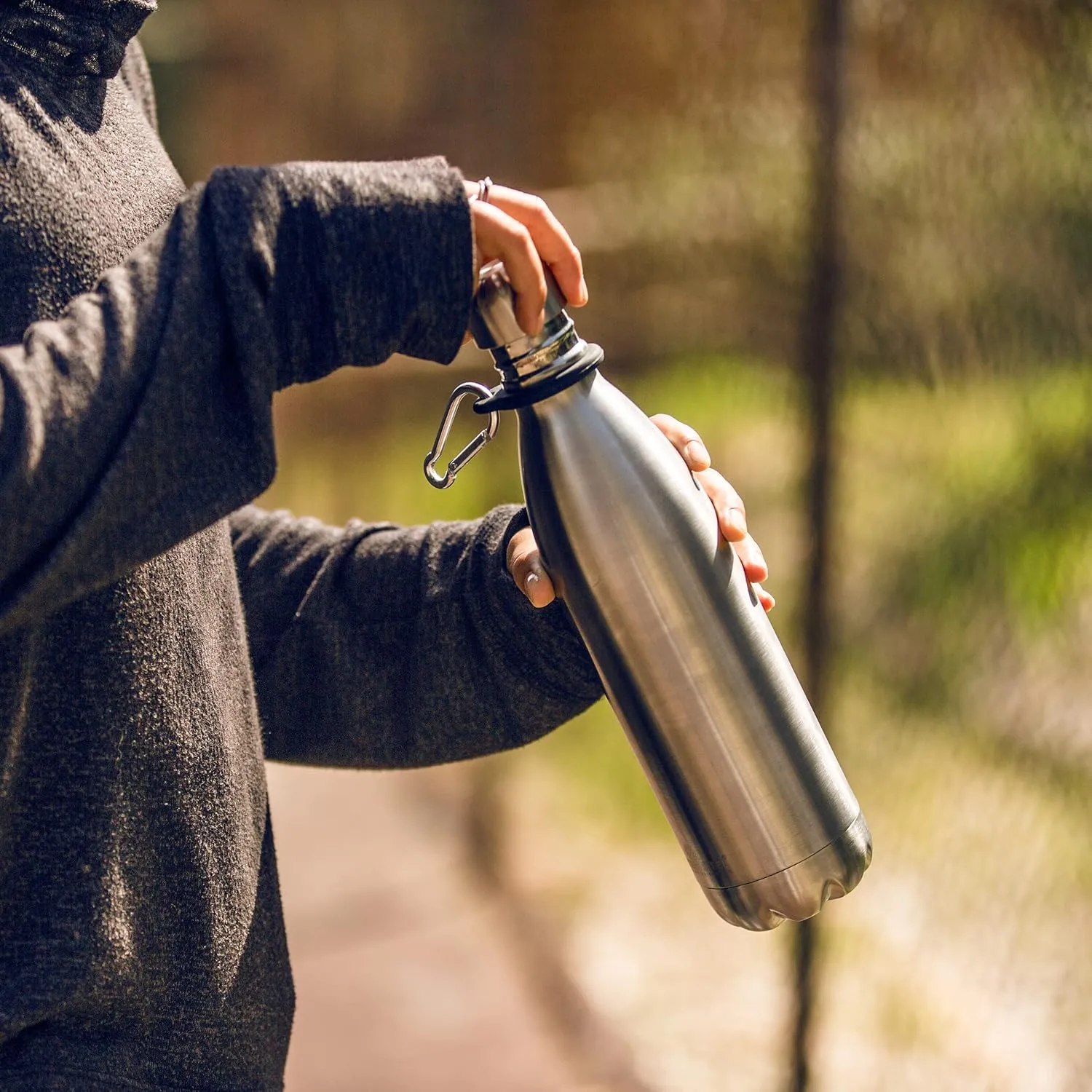 Greens Steel Stainless Steel Water Bottle - 25 oz, Steel | Vacuum Insulated Double Wall with Screw Lid/Leak Proof | Thermal Travel Sports Canteen Coffee Flask