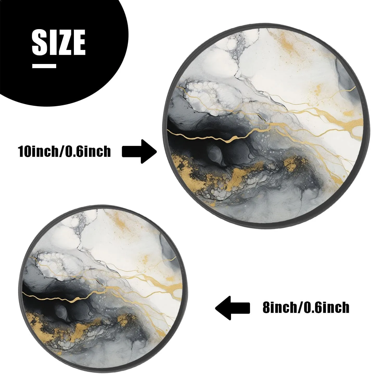 Grey Swirl Blue Marble Print Set of 4 Stove Burner Covers - Premium Round Electric Stove Range Protectors,8 IN & 10 IN