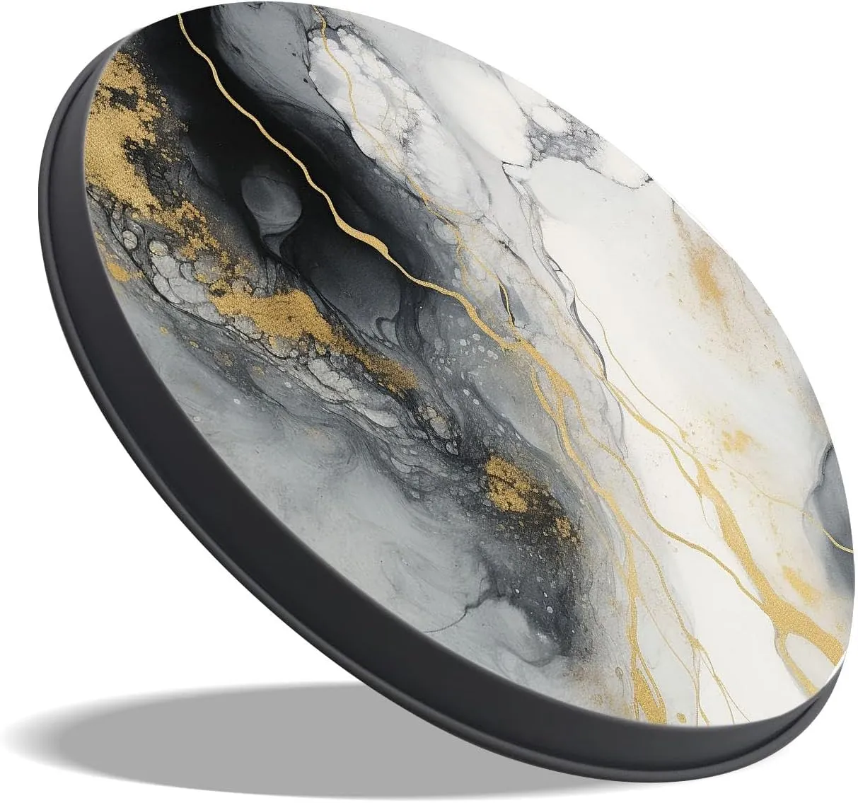 Grey Swirl Blue Marble Print Set of 4 Stove Burner Covers - Premium Round Electric Stove Range Protectors,8 IN & 10 IN