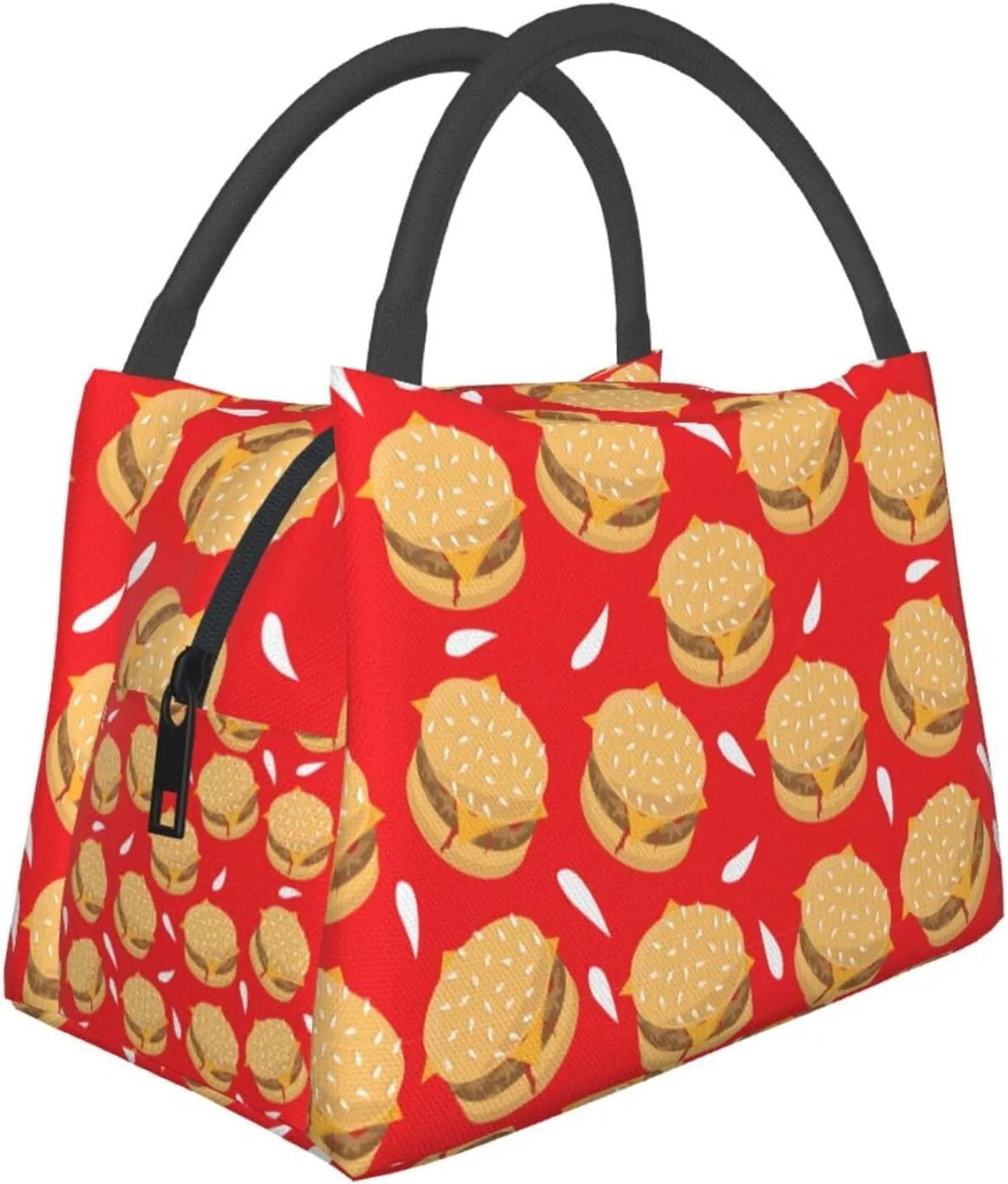 Guyana Tasty Burger Grilled Beef Pattern Portable Insulation Bag Waterproof Lunch Cool Bag For Men Women For Work