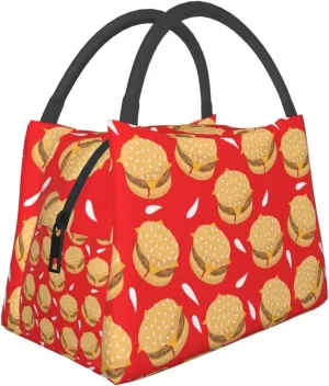 Guyana Tasty Burger Grilled Beef Pattern Portable Insulation Bag Waterproof Lunch Cool Bag For Men Women For Work