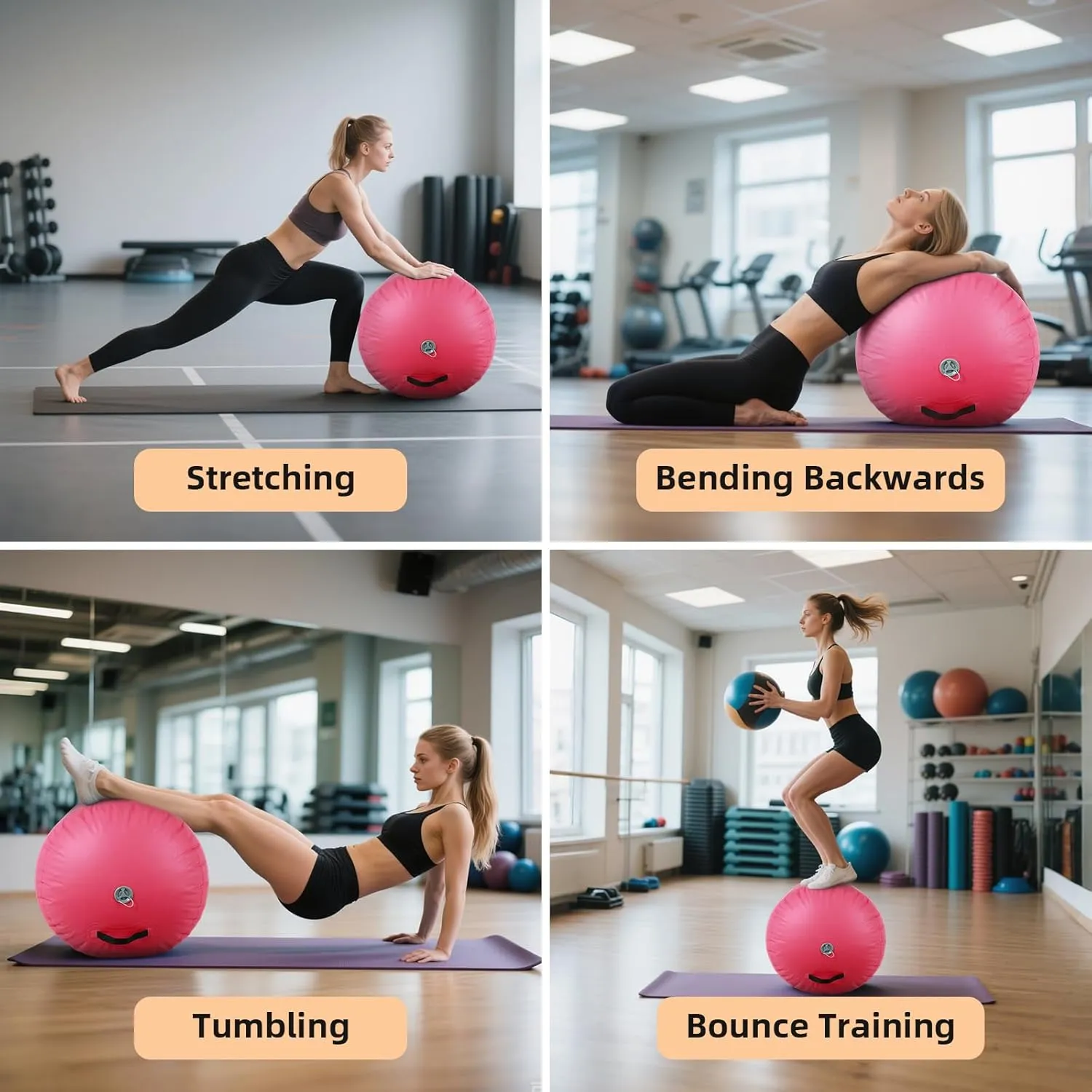 Gymnastics Air Barrel Inflatable Tumbling Roller Air Mat,Gymnastic Equipment Octagon Mat with Electric Pump for Backhandspring/Training Cheerleading/Yoga/Home Use