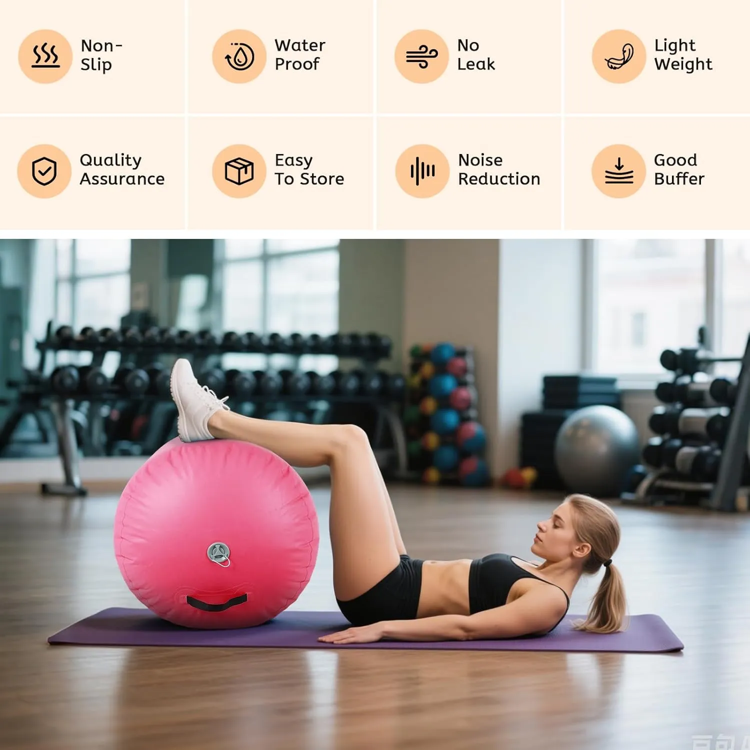 Gymnastics Air Barrel Inflatable Tumbling Roller Air Mat,Gymnastic Equipment Octagon Mat with Electric Pump for Backhandspring/Training Cheerleading/Yoga/Home Use