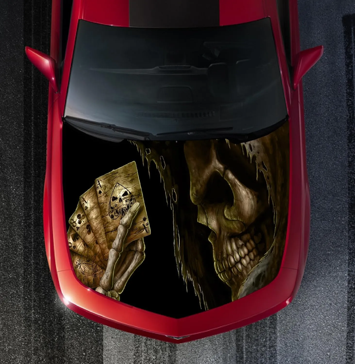 H05 Grim Reaper Cards - Hood WRAP - Wraps Decal Sticker Tint Vinyl Image Graphic Carbon Print Laminated Printed Fiber 3