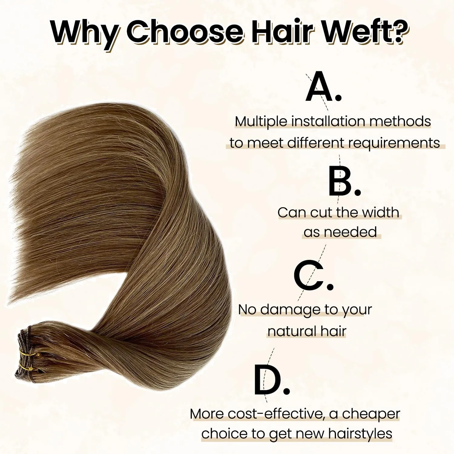 Hand Tied Weft Hair Extensions Human Hair 100 Gram Invisible Sew in Hair Bundles Beaded Weft Hair Extensions Human Hair Extensions Sew in Beige Blonde Highlights Human Hair Weave Bundles Full Head 16”