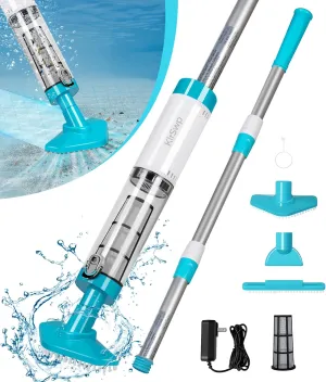 Handheld Pool Vacuum Cordless, Auto Start Spa Vacuum for Hot Tub with 3 Brush Heads, 2H Fast Charging Battery Pool Vacuum Running 90 Mins, Pool Cleaner Vacuum for Above Ground and Inground Pool