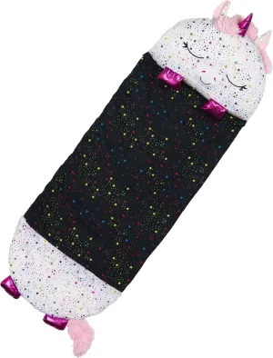 Happy Nappers Pillow & Sleepy Sack- Comfy, Cozy, Compact, Super Soft, Warm, All Season, Sleeping Bag with Pillow- Medium 54” x 20”, Shimmer Unicorn