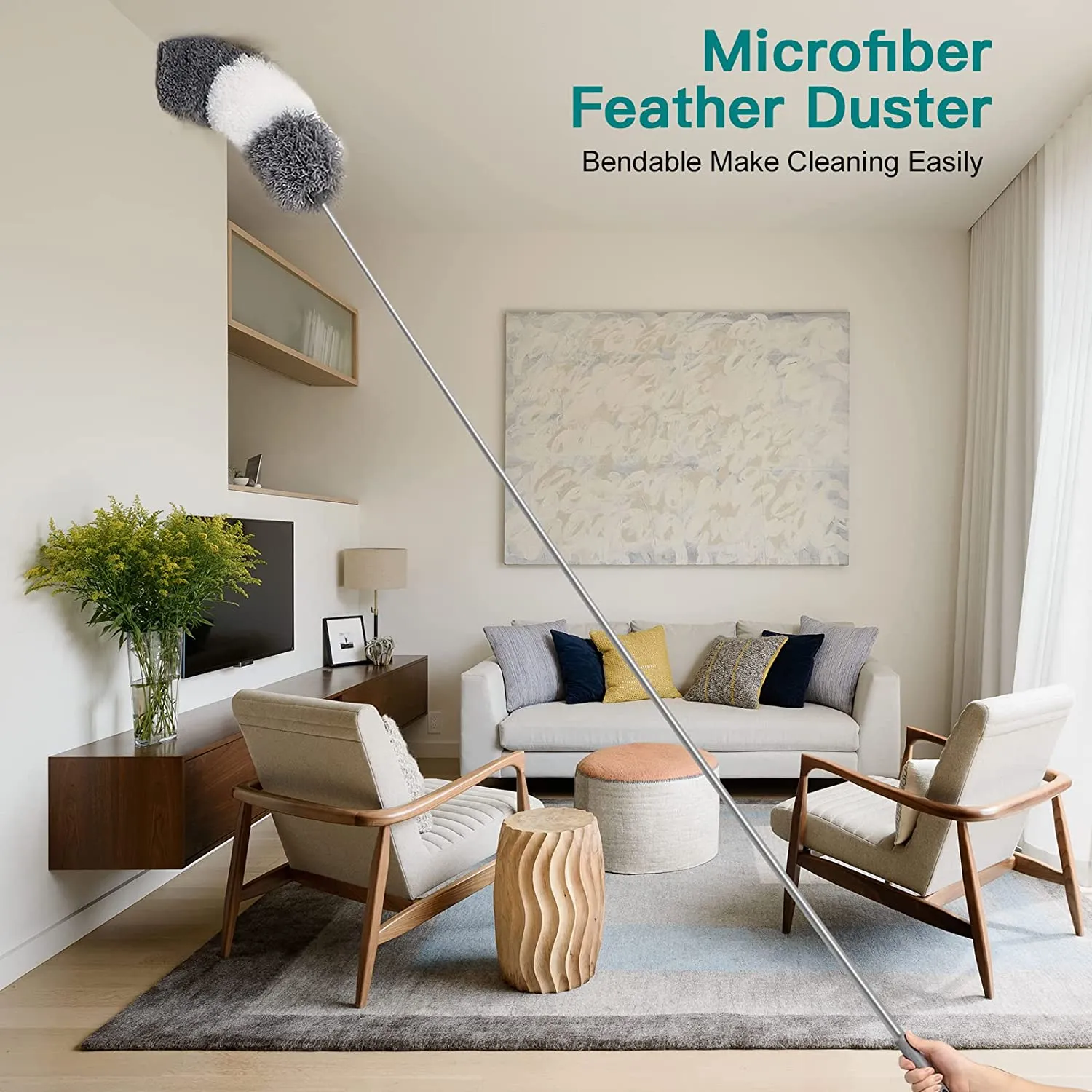 happylost17 3 in 1 Microfiber Dusters Detachable with Extension Pole 30-100" Duster Cleaning Kit