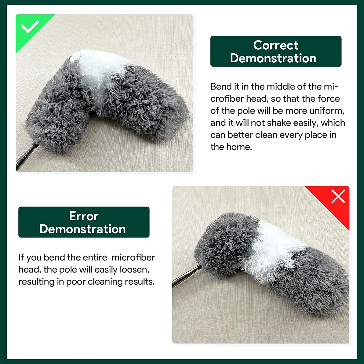 happylost17 3 in 1 Microfiber Dusters Detachable with Extension Pole 30-100" Duster Cleaning Kit