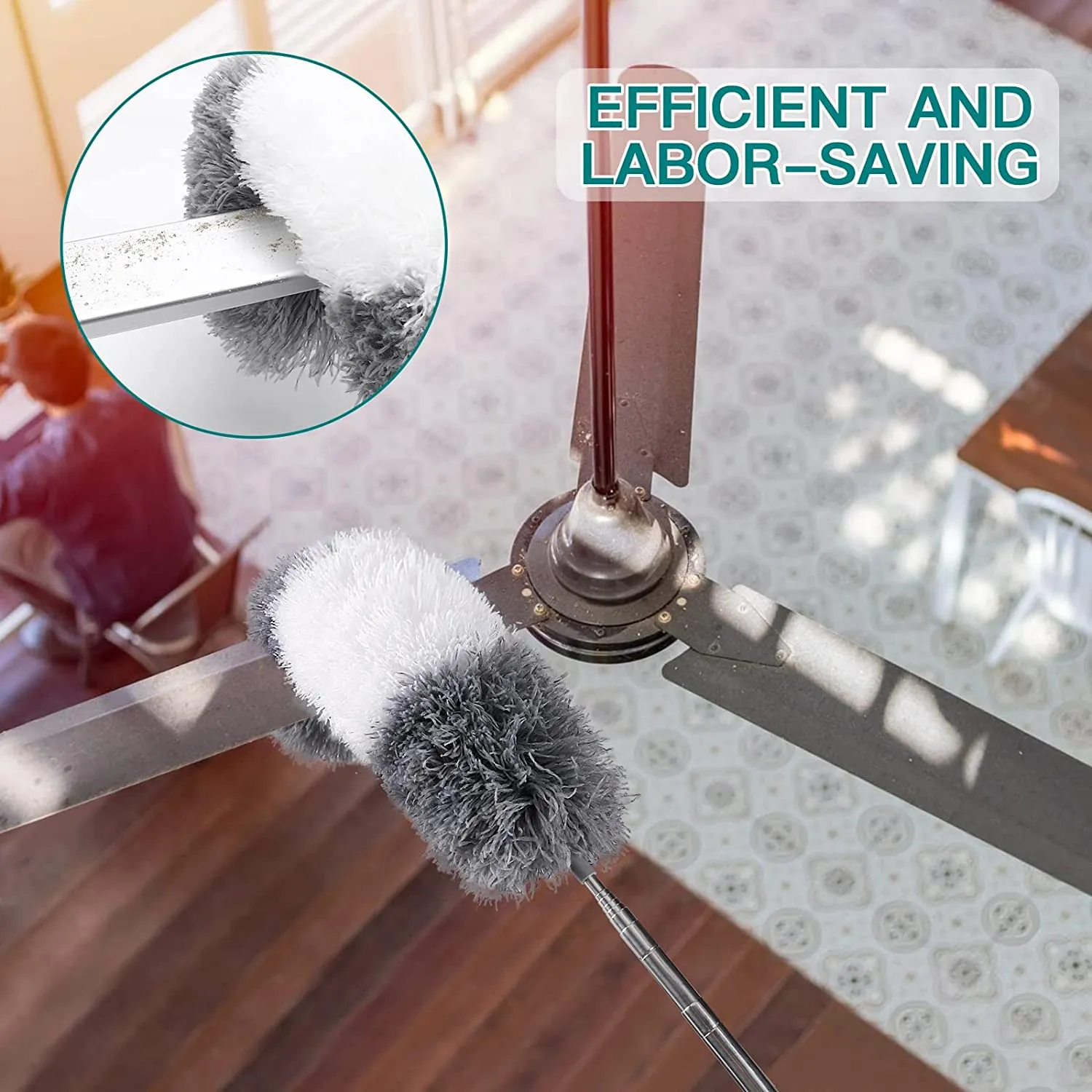 happylost17 3 in 1 Microfiber Dusters Detachable with Extension Pole 30-100" Duster Cleaning Kit