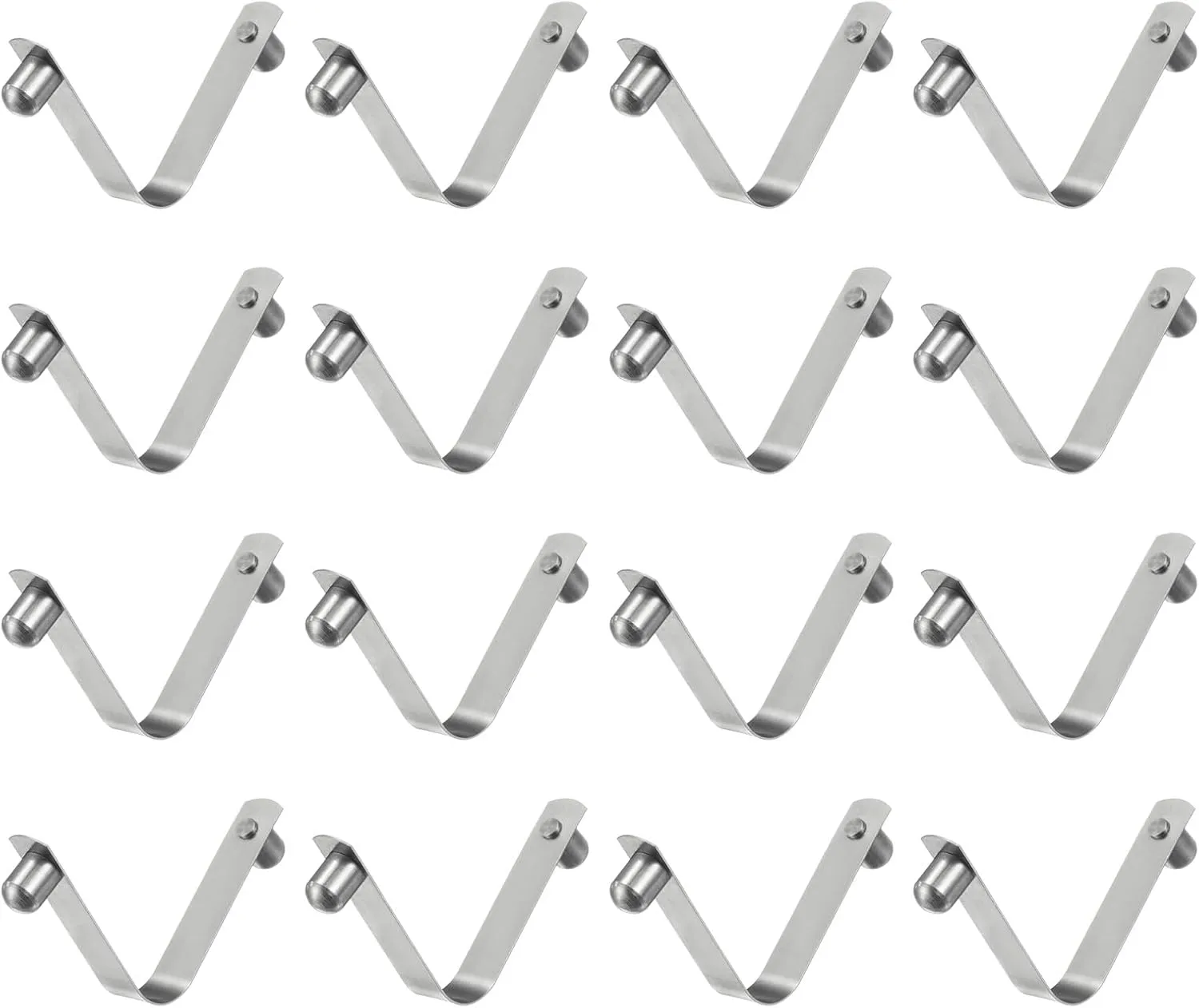 HARFINGTON 16pcs Double Button Kayak Paddle Snap Spring Clip 8x10x50mm 65Mn Spring Steel V-Shaped Solid Lift Telescopic Locking Tube Pole Clips for Tent Umbrella Camping