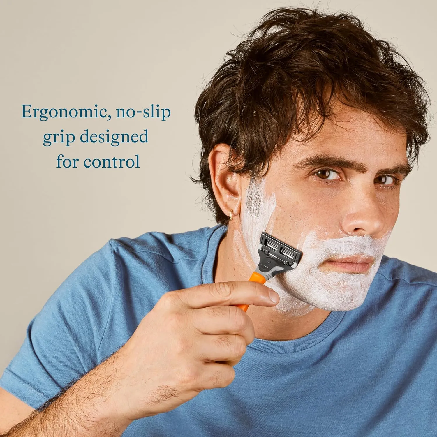 Harry's Shaving Kit for Men - Razor Handle, 3 Razor Blade Refills, Foaming Shave Gel, and Travel Blade Cover - Ember