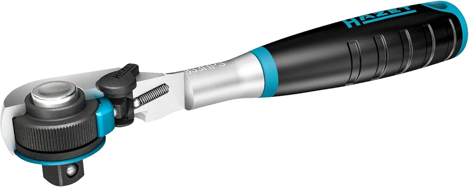 HAZET 863HPS HiPer fine-tooth reversible ratchet 1/4″, 4.57 inches length, safety lock, small actuation angle 4 degrees, for tight installation spaces, 74 ft.lbs./100Nm torque