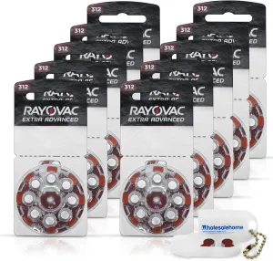 Hearing aid Batteries Size 312, 80 Extra Advanced Mercury-Free Batteries with Battery Caddy
