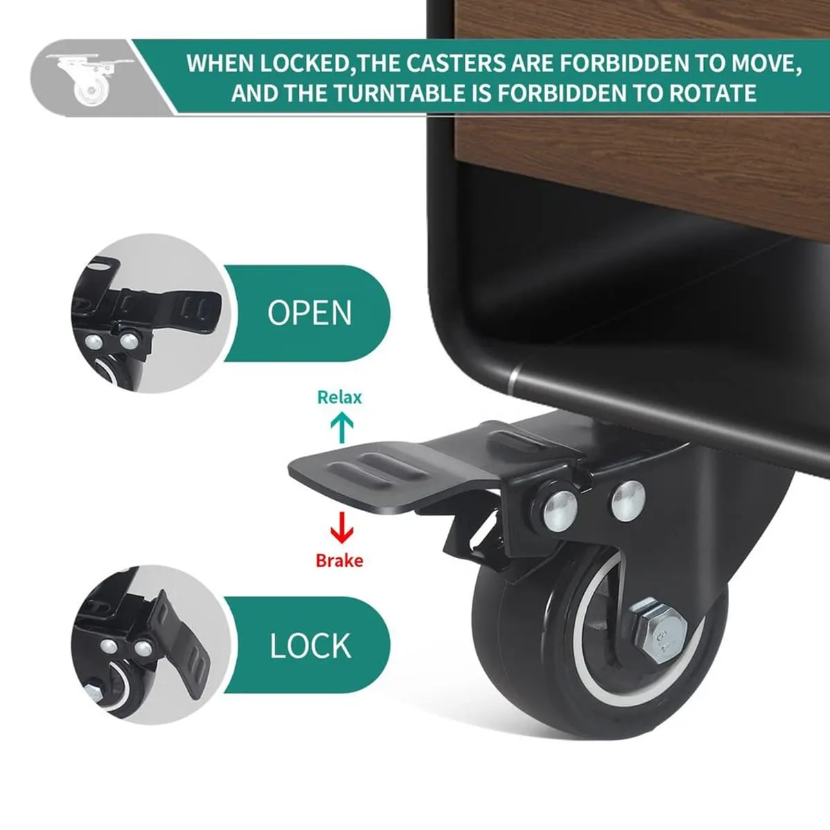 Heavy Duty 2" Swivel Casters with Brake, Locking Casters, Polyurethane Wheels - 8Pack (Black)