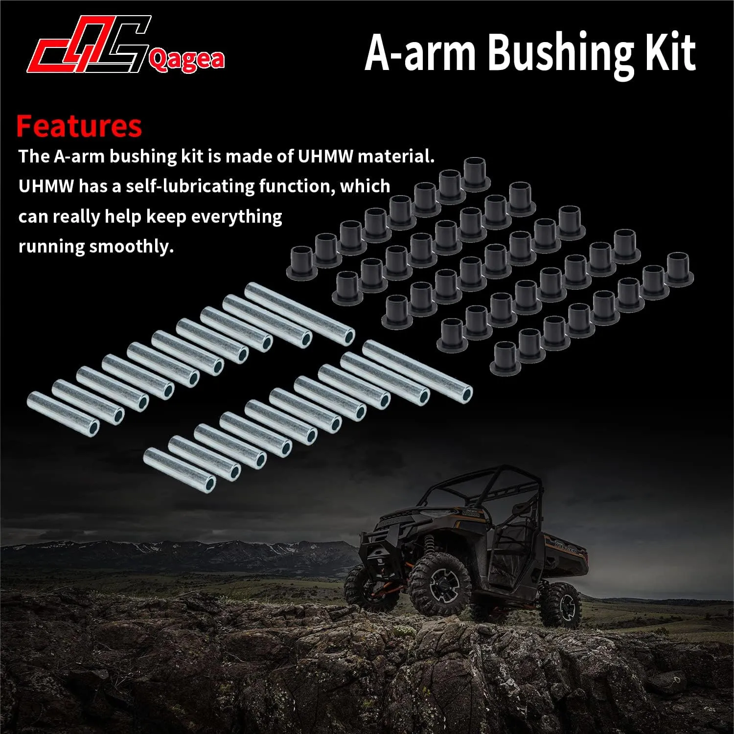 Heavy Duty A-Arm/UHMW Control Arm Bushing Kit Replacement for 2010-2014 Polaris Ranger Full Size XP 800 Replaces AAB-P-RAN-K2-002
