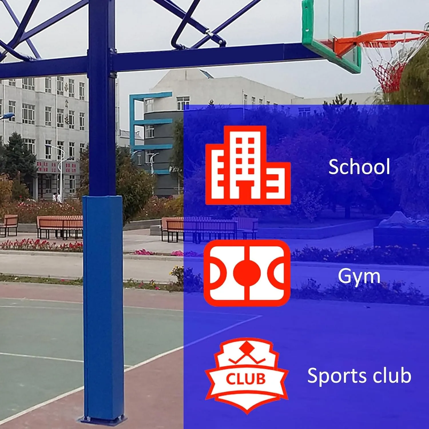 Heavy Duty Basketball Hoop Padding for 6x6 7x7 Inch Square Pole, Indoor Outdoor Basketbal Pole Pad All-Weather, Community Garage Basement Post Cover Pads(Red,18x18cm(7x7in))