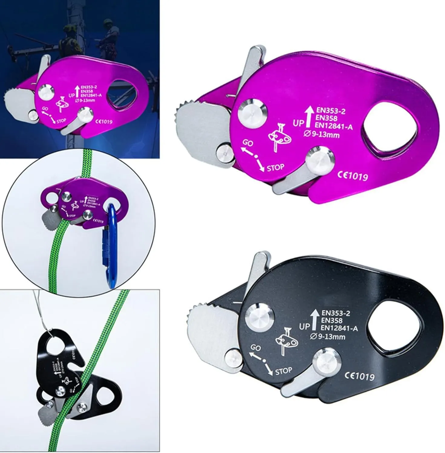 High Altituded Rope Locking Device Light Weight Aluminum Rope Grab Tool for Professional Climbers