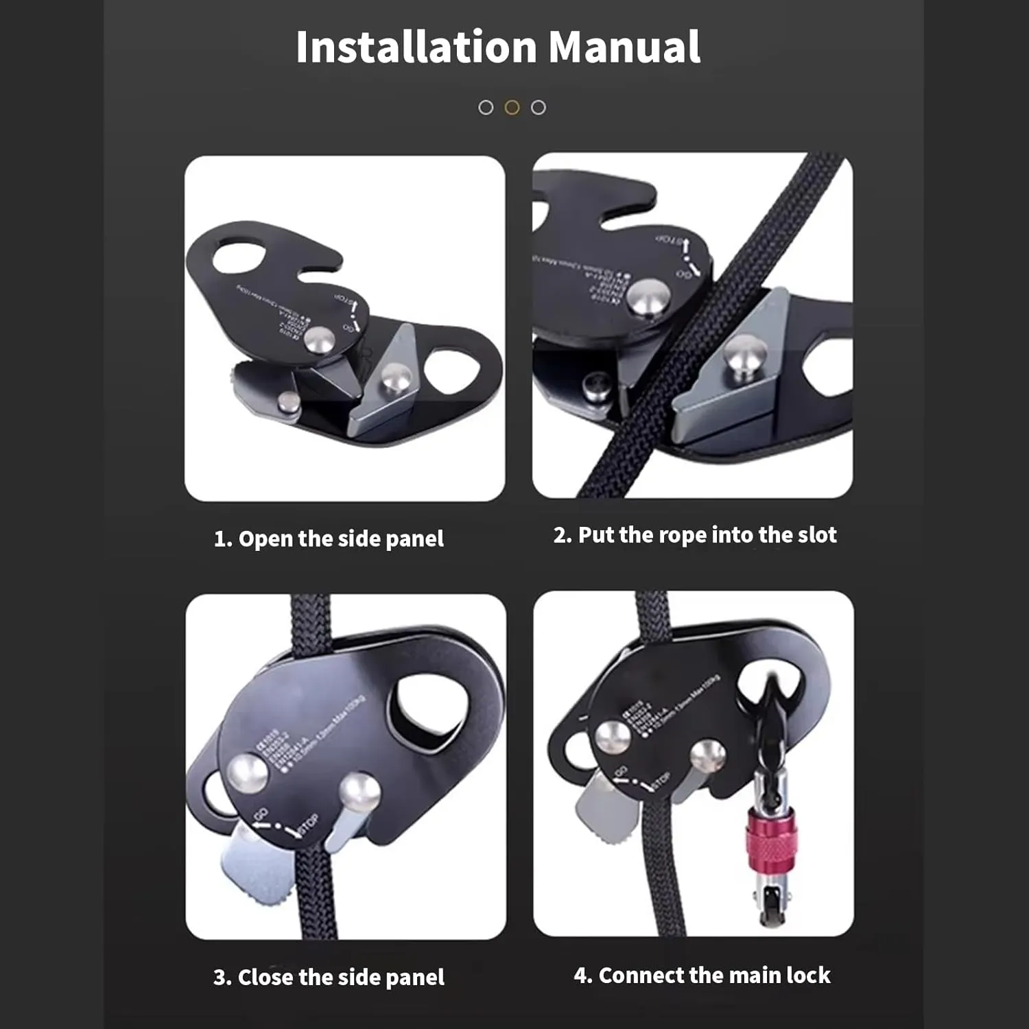 High Altituded Rope Locking Device Light Weight Aluminum Rope Grab Tool for Professional Climbers