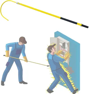 High Voltage Insulated Rescue Hook 3.3Ft 4.9Ft 6.6Ft 9.8Feet Insulated Electrical Rescue Hook, Anti Electric Shock Rescue Pole/Safety Electrical Personal Rescue Stick, High Voltage Insulated Security
