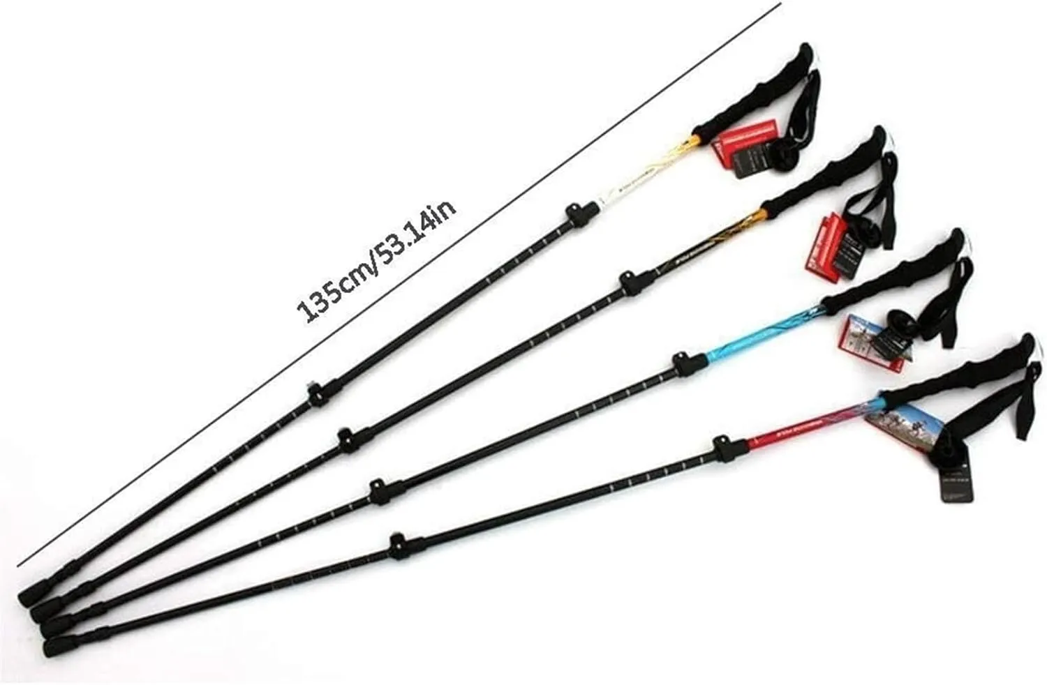 Hiking Trekking Poles Walking Trekking Poles Telescopic Ultralight for Hiking Camping Mountaining Backpacking Hiking Sticks for Trekking(Red)