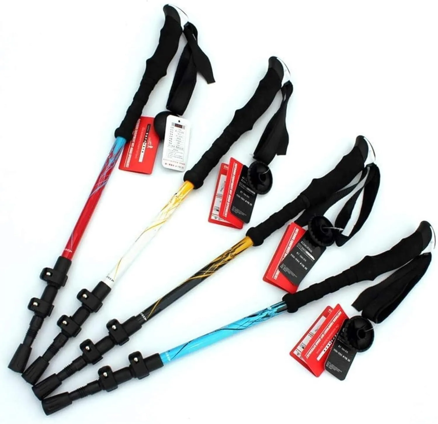 Hiking Trekking Poles Walking Trekking Poles Telescopic Ultralight for Hiking Camping Mountaining Backpacking Hiking Sticks for Trekking(Red)