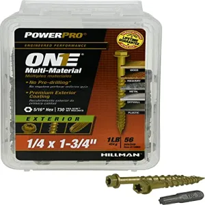 Hillman POWERPRO ONE 1/4 in. x 1-3/4 in. L Star Hex Washer Head Bronze Steel Multi-Material Screw