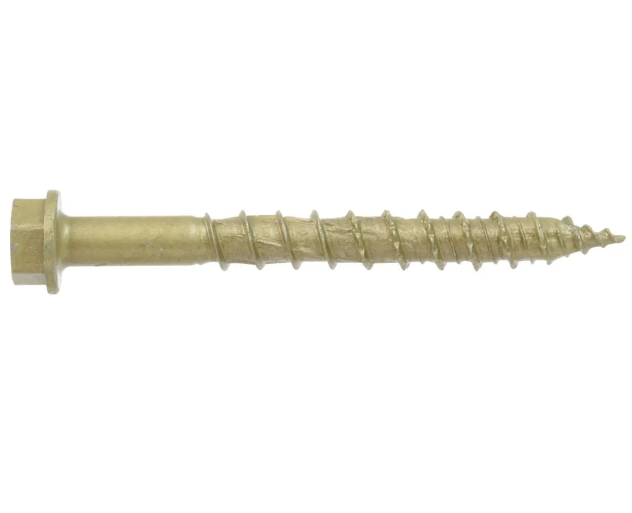 Hillman POWERPRO ONE 1/4 in. x 2-1/4 in. L Star Hex Washer Head Bronze Steel Multi-Material Screw