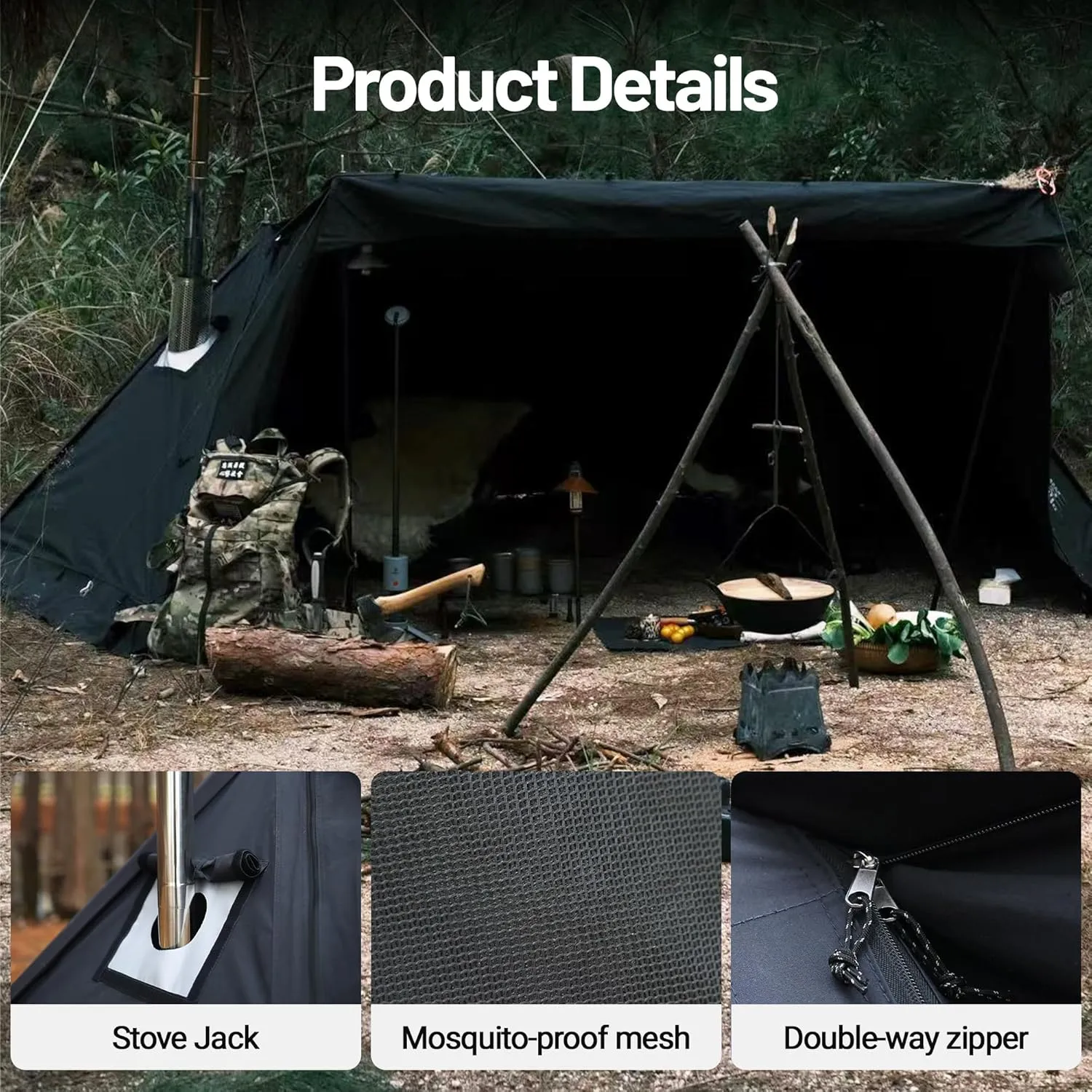 Himalaya Camping Tent Combination Pack, Hot Tent with Stove Jack Insulated Tent Outdoor Shelter for Camping Hiking