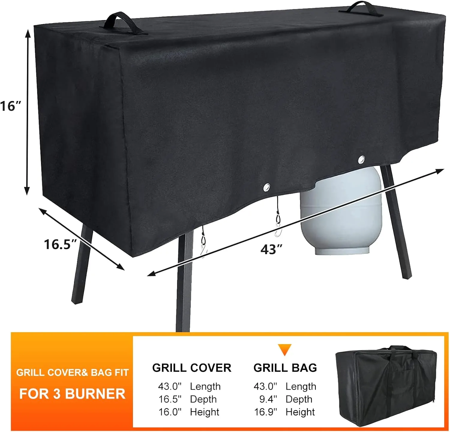 Hisencn Patio Cover and Carry Bag for Camp Chef 3 Burner Stoves, Stove Grill Cover and Carry Bag for Camp Chef TB90LW, TB90LWG, TB90LWG15, SPG90B, GB90D, DB90D, PRO90X, Heavy Duty 600D Fabric, Black