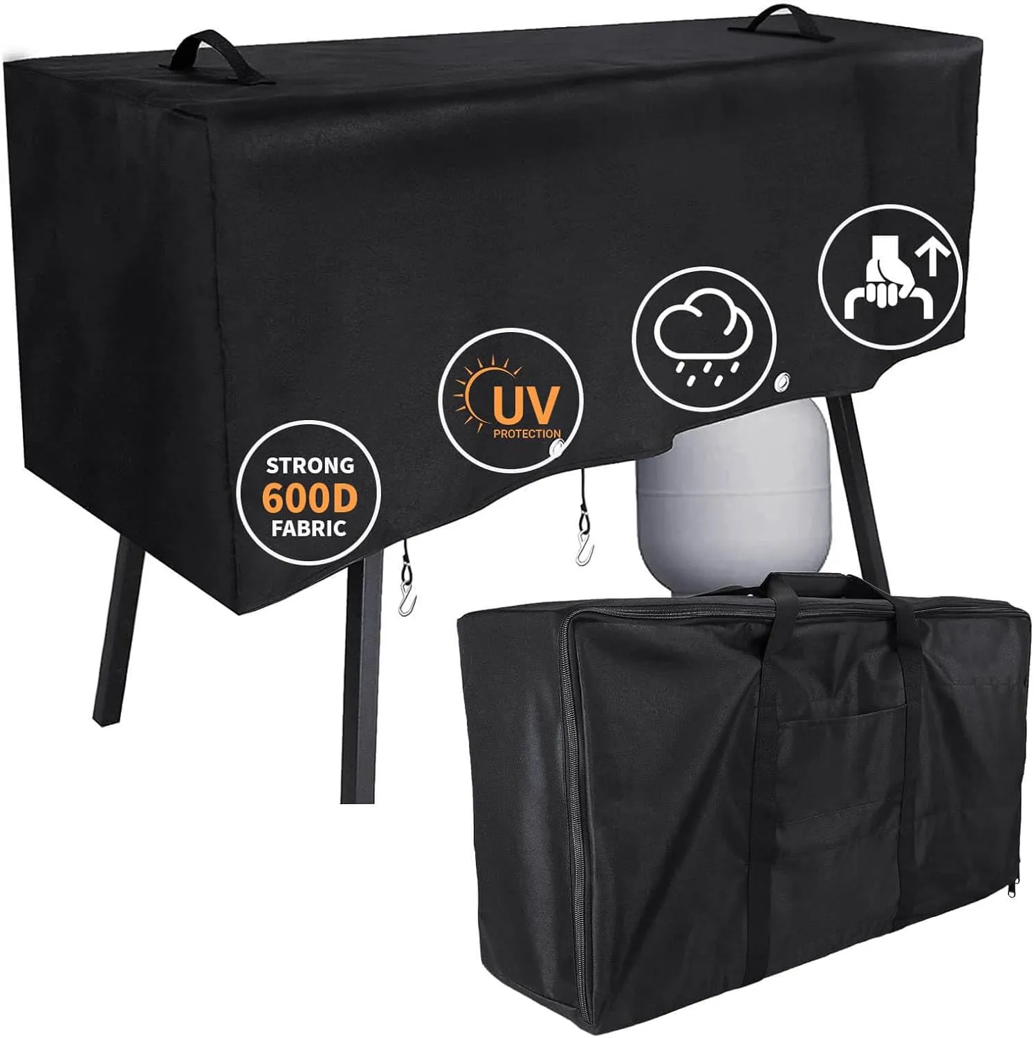 Hisencn Patio Cover and Carry Bag for Camp Chef 3 Burner Stoves, Stove Grill Cover and Carry Bag for Camp Chef TB90LW, TB90LWG, TB90LWG15, SPG90B, GB90D, DB90D, PRO90X, Heavy Duty 600D Fabric, Black