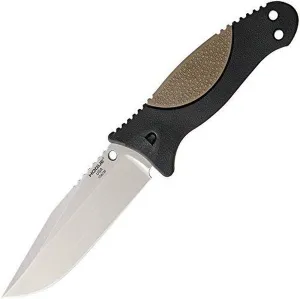 Hogue 35273 EX-F02 4.50" Fixed Clip Pt. Blade Knife, Black with Rubber OverMolded Handle, Dark Earth