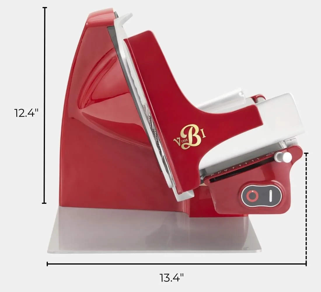 Home Line Plus 250 Food Slicer | 10-inch Chromed Steel Blade | Adjustable Thickness | Premium Electric Slicer for Prosciutto, Cold Cuts, Cheese, Bread, Veggies and more (Red)