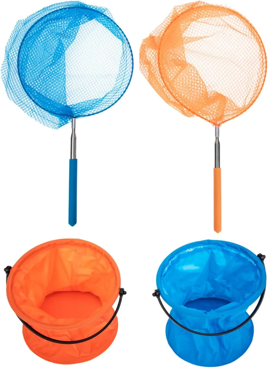 Homoyoyo 2 Sets Telescopic Boys and Girls Nets Catching Nets for Bugs Butterflies Fish Extendable Stainless Steel for Children
