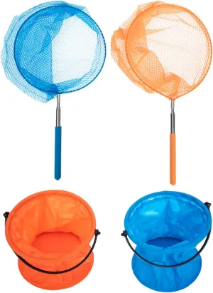 Homoyoyo 2 Sets Telescopic Boys and Girls Nets Catching Nets for Bugs Butterflies Fish Extendable Stainless Steel for Children