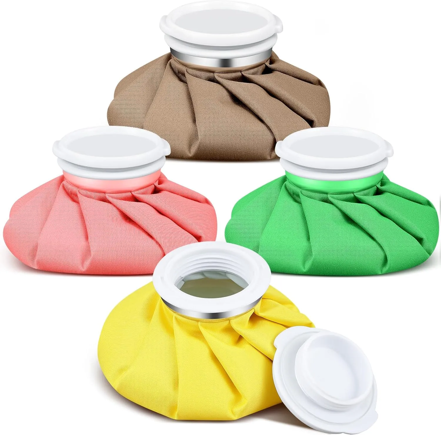 Honoson 4 Pack Reusable Ice Pack and Hot Water Bag for Adults, Cold and Hot Use for Injuries, Pain Relief, Wisdom Teeth, Breastfeeding, Tired Eyes, 5.5 Inches(Vivid Pure Style)