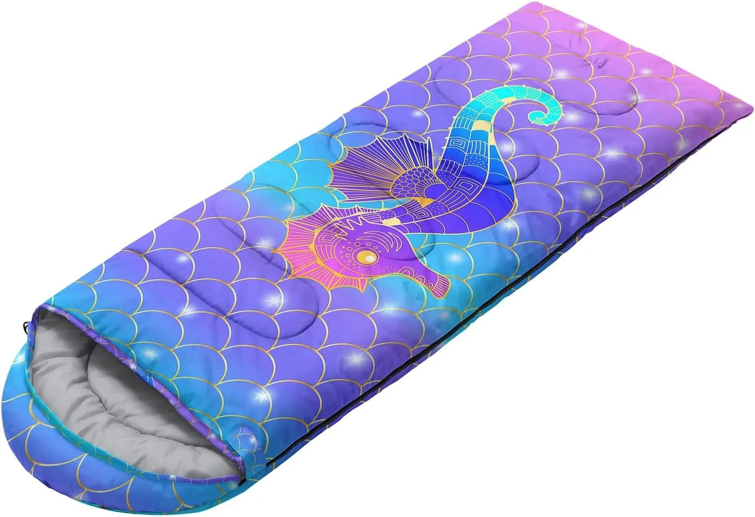 HOSIMA Cartoon Axolotl Sleeping Bags for Kids 10-12,Blue Cartoon Kids Sleeping Bags for Girls Boys,Compact Sleeping Bag for Camping Essentials and Hiking.