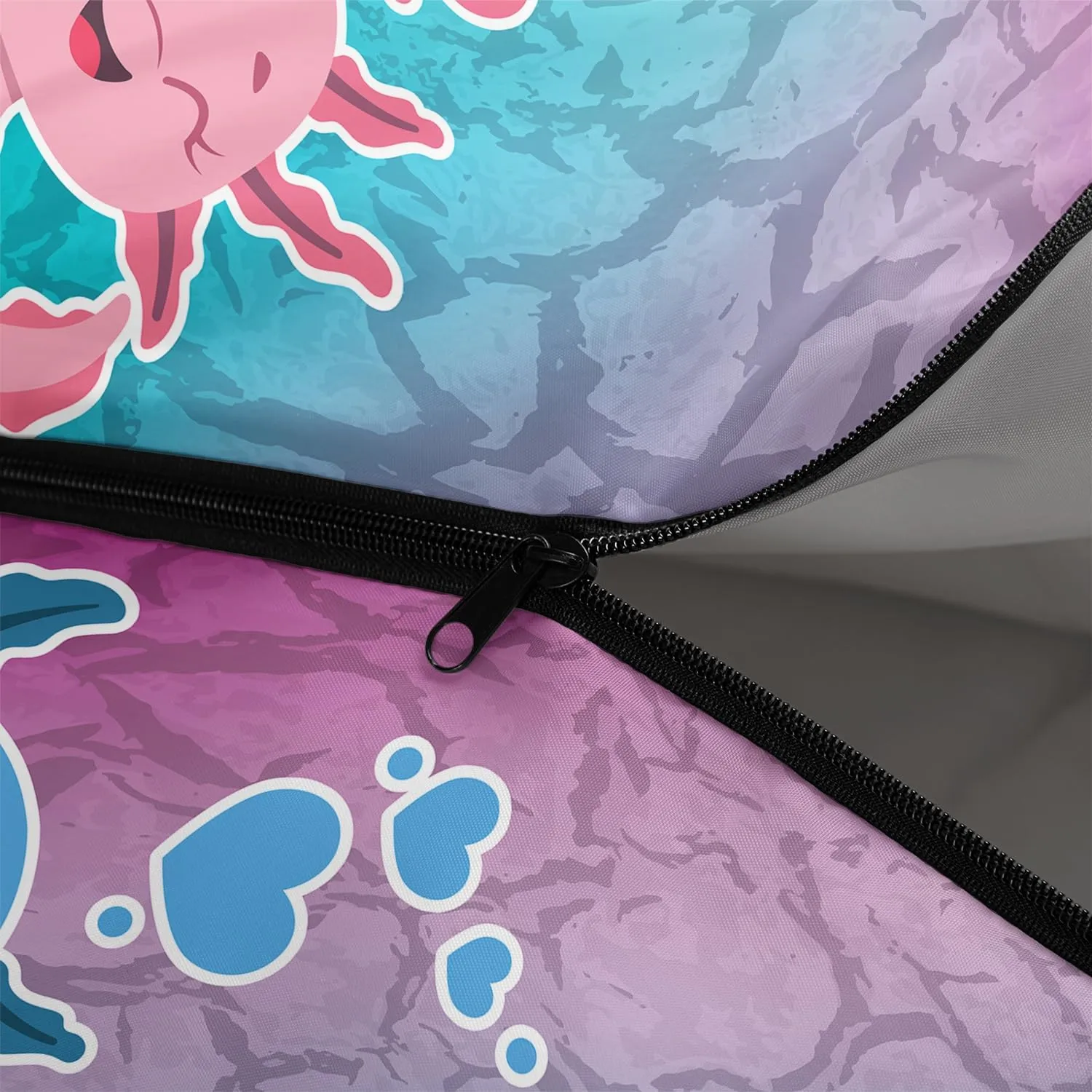 HOSIMA Cartoon Axolotl Sleeping Bags for Kids 10-12,Blue Cartoon Kids Sleeping Bags for Girls Boys,Compact Sleeping Bag for Camping Essentials and Hiking.