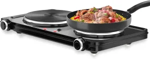Hot Plate for Cooking, Vayepro 1800W Portable Electric Stove,Double Electric Burner for Cooking,UL listed,Cooktop for Dorm Office Home Camp, Compatible with All Cookware