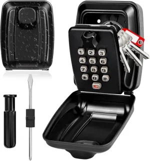 HUANLANG Key Lock Box for Outside Wall Mount 12-Digit Combination Lock Box Outdoor Spare Key Hider Waterproof Security Lockbox Large Capacity Key Box for Realtors Home Garage Office