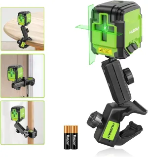 Huepar Laser Level Self Leveling Green Lazer Level for Picture Hanging, DIY, Construction and Indoor Projects, Rotatable 360 Degree, Clamp, Battery, Carrying Bag Included GK011DGM