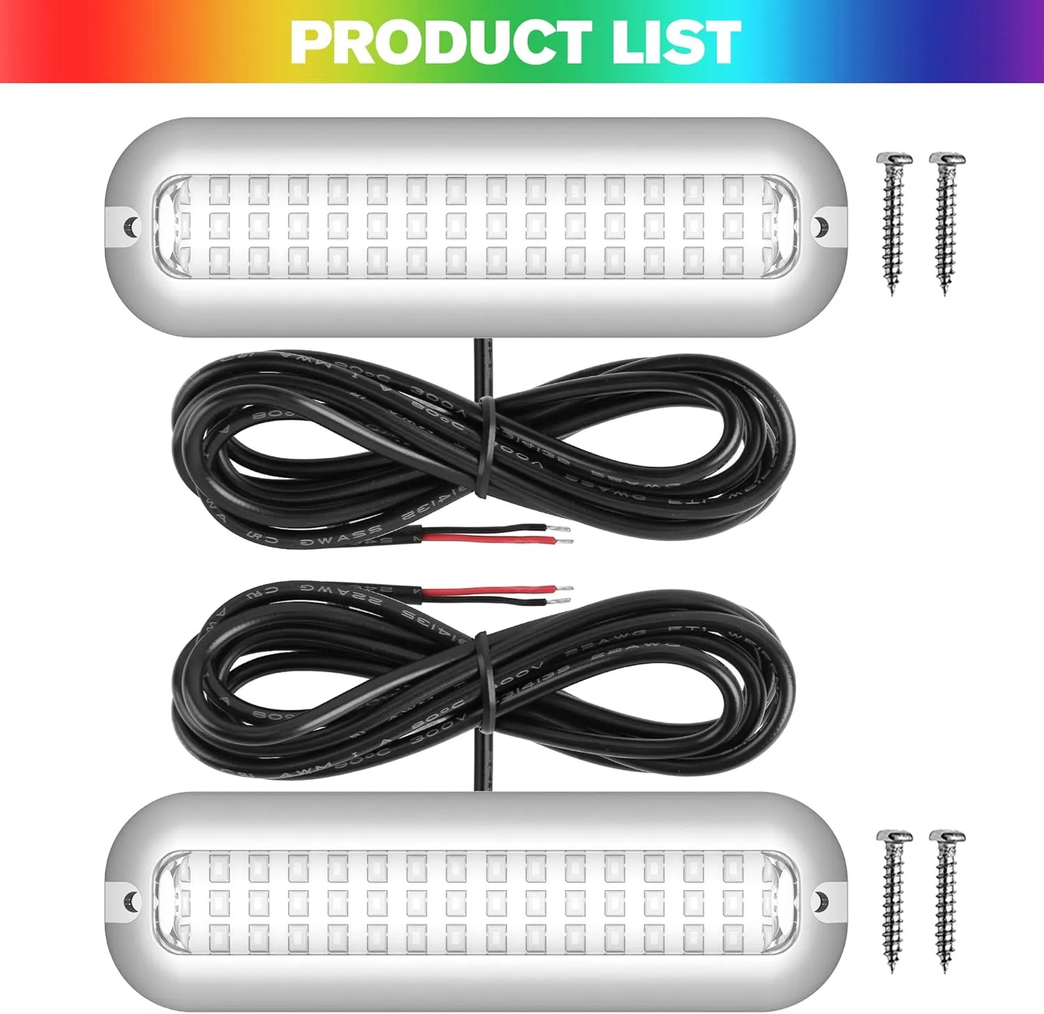 HUSUKU Mid 42LED 1500LM Marine Led Lights for Boat Underwater(White), 2PCS, 5.1inch, IP68, 316 Stainless Steel, Surface Mount for Yacht Pontoon Sailboat Kayak Skiff Duck Jon Accent Bass Boat Fishing