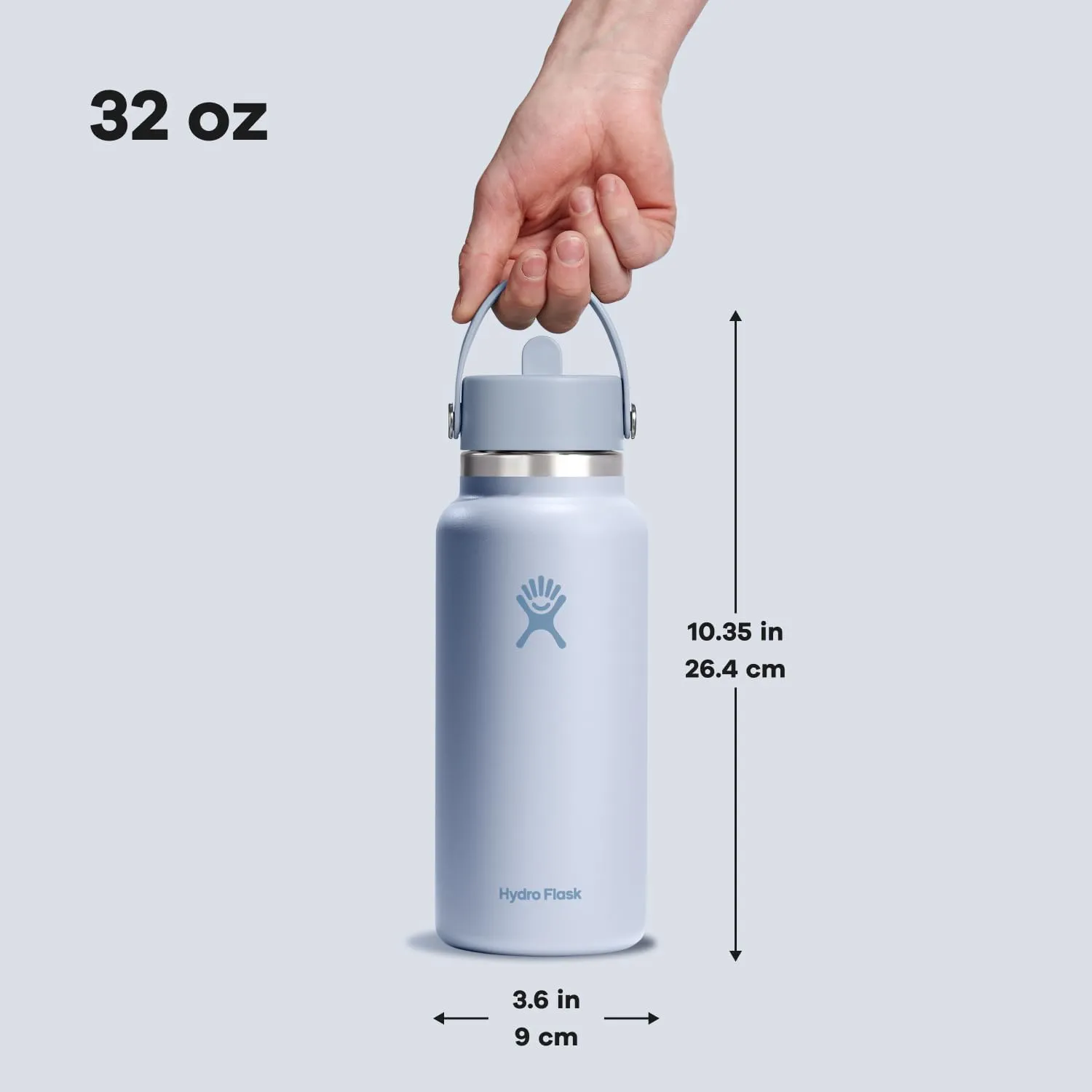 Hydro Flask Water Bottle - Insulated Stainless Steel - Wide Straw Lid, Non Spill, Leakproof in 32 Oz Surf Blue