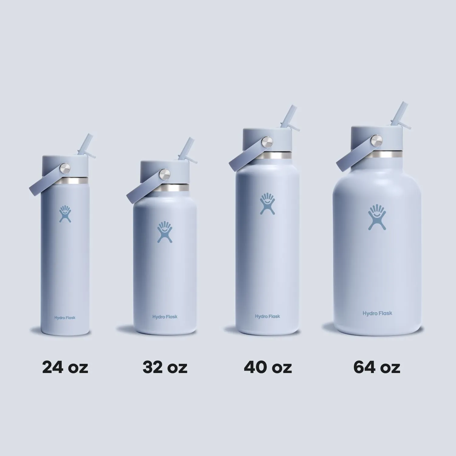 Hydro Flask Water Bottle - Insulated Stainless Steel - Wide Straw Lid, Non Spill, Leakproof in 32 Oz Surf Blue