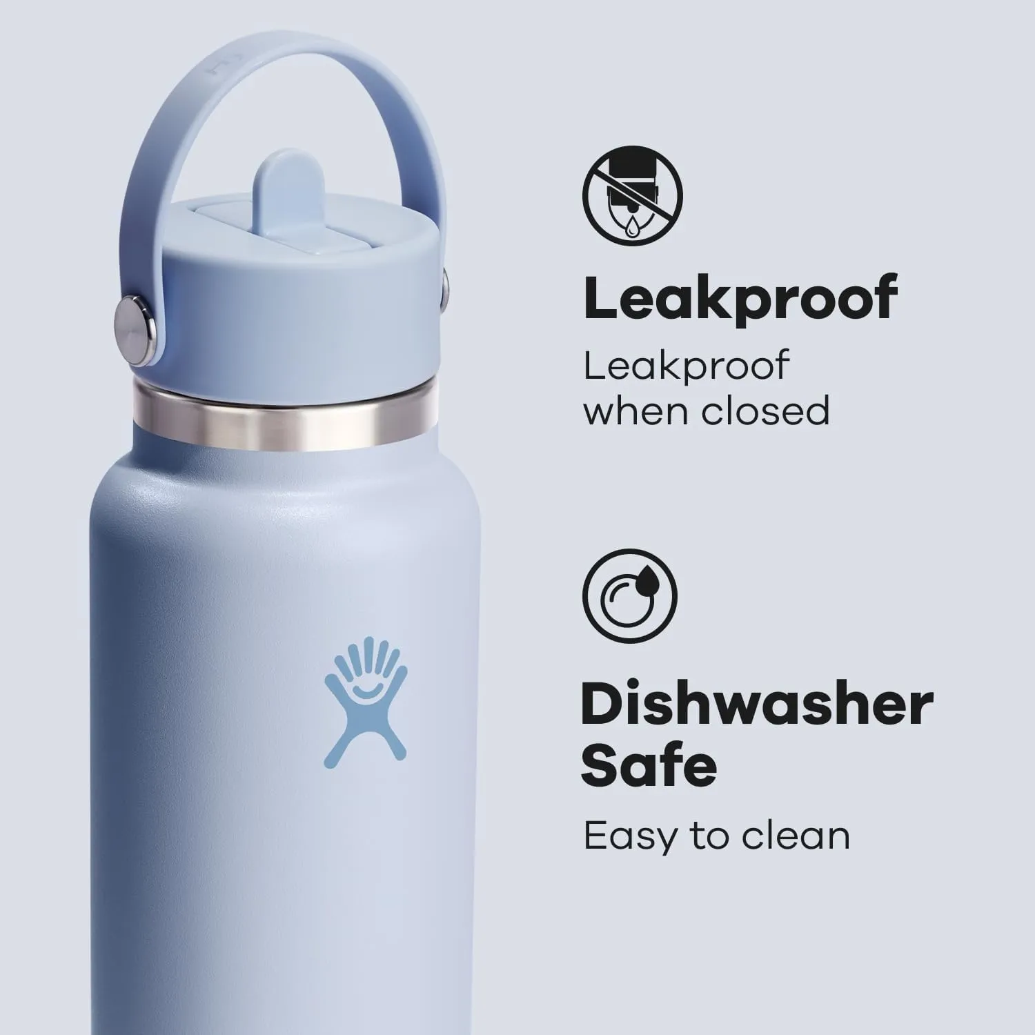 Hydro Flask Water Bottle - Insulated Stainless Steel - Wide Straw Lid, Non Spill, Leakproof in 32 Oz Surf Blue