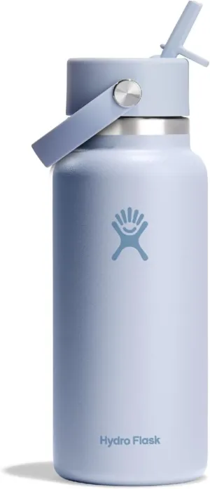Hydro Flask Water Bottle - Insulated Stainless Steel - Wide Straw Lid, Non Spill, Leakproof in 32 Oz Surf Blue
